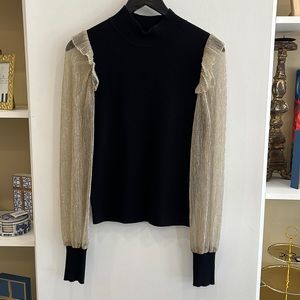 Sheer Metallic Sleeve Sweater